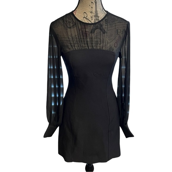 Maeve Dresses & Skirts - Maeve Black Long Sleeve Dress with Sheer Detail